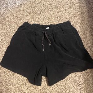 Black High-Wasisted Boyfriend Terrycloth Women's Casual Shorts